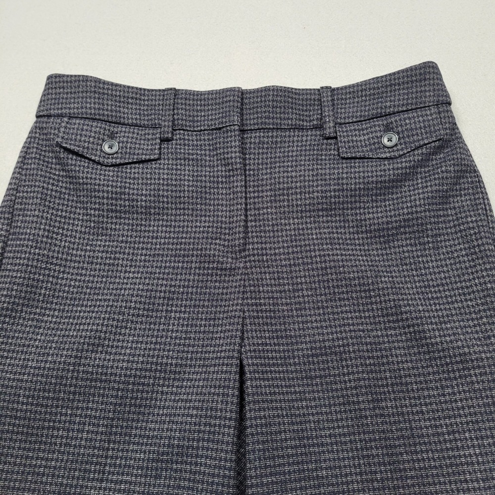 LOFT High Waist Trouser Pants Navy White Textured Size 8 510502